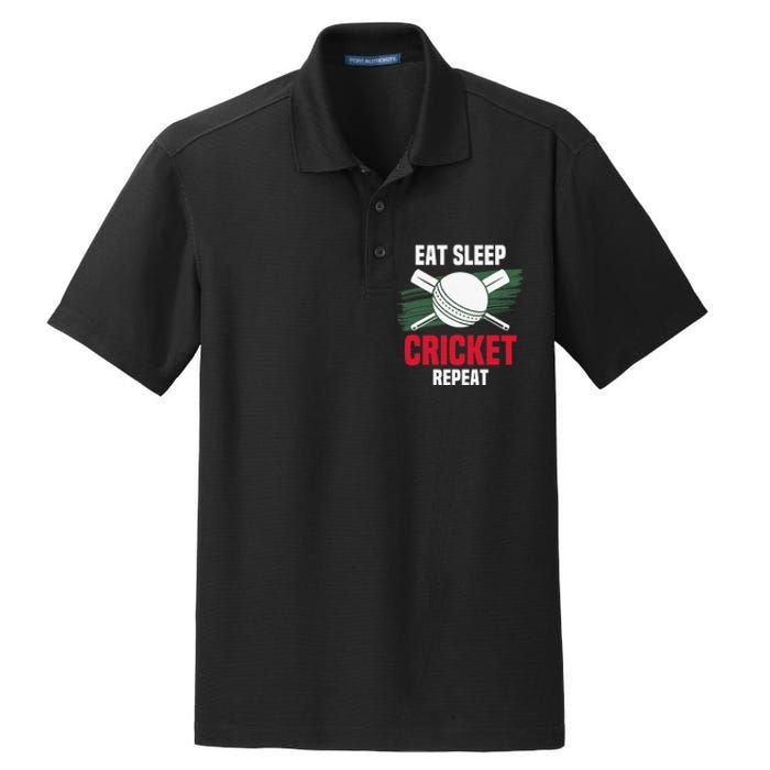 Eat Sleep Cricket Repeat Field Sports Cricketer Player Dry Zone Grid Polo