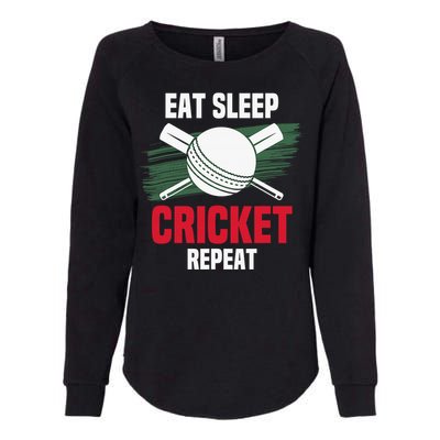 Eat Sleep Cricket Repeat Field Sports Cricketer Player Womens California Wash Sweatshirt