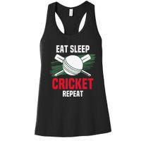 Eat Sleep Cricket Repeat Field Sports Cricketer Player Women's Racerback Tank