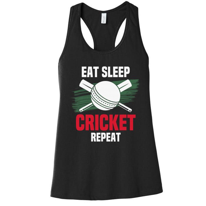 Eat Sleep Cricket Repeat Field Sports Cricketer Player Women's Racerback Tank