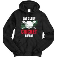 Eat Sleep Cricket Repeat Field Sports Cricketer Player Tie Dye Hoodie