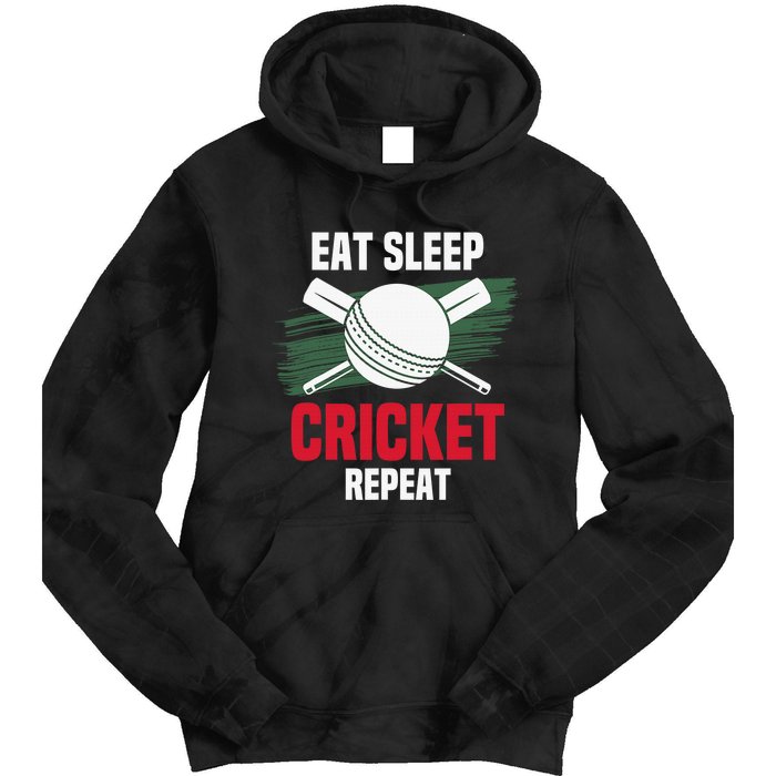 Eat Sleep Cricket Repeat Field Sports Cricketer Player Tie Dye Hoodie