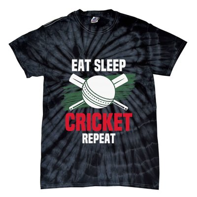 Eat Sleep Cricket Repeat Field Sports Cricketer Player Tie-Dye T-Shirt