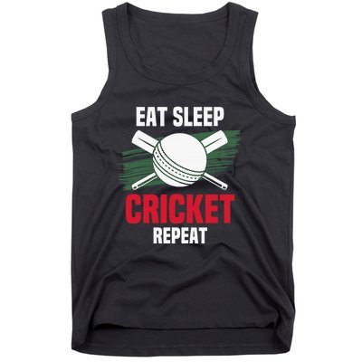 Eat Sleep Cricket Repeat Field Sports Cricketer Player Tank Top