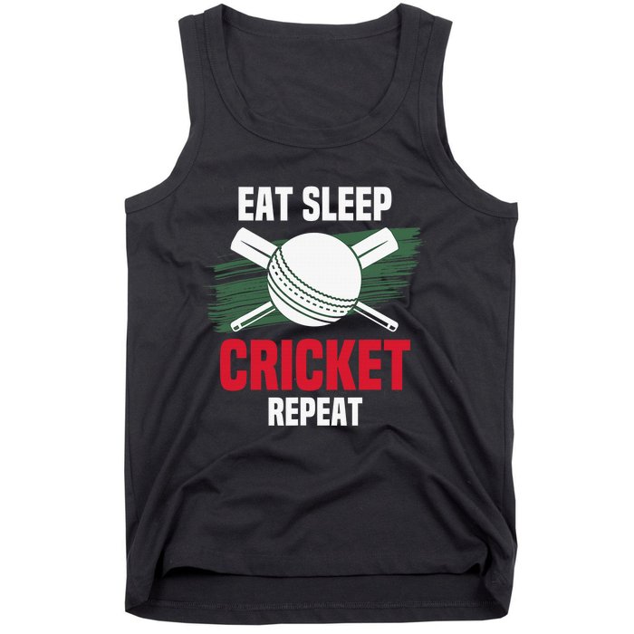 Eat Sleep Cricket Repeat Field Sports Cricketer Player Tank Top