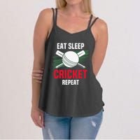 Eat Sleep Cricket Repeat Field Sports Cricketer Player Women's Strappy Tank