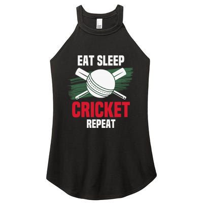 Eat Sleep Cricket Repeat Field Sports Cricketer Player Women's Perfect Tri Rocker Tank