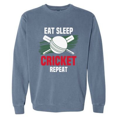 Eat Sleep Cricket Repeat Field Sports Cricketer Player Garment-Dyed Sweatshirt