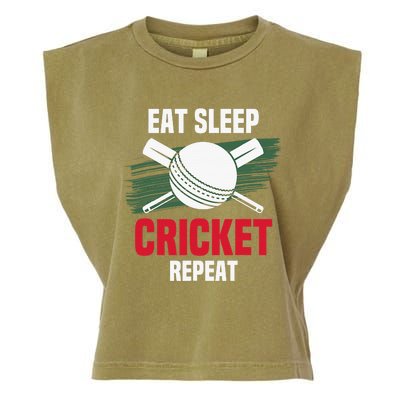 Eat Sleep Cricket Repeat Field Sports Cricketer Player Garment-Dyed Women's Muscle Tee