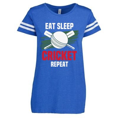 Eat Sleep Cricket Repeat Field Sports Cricketer Player Enza Ladies Jersey Football T-Shirt