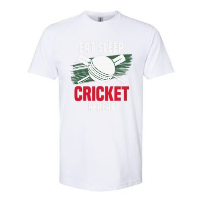 Eat Sleep Cricket Repeat Field Sports Cricketer Player Softstyle CVC T-Shirt