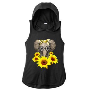 Elephant Sunflower Cute Elephant Love Sunflower Ladies PosiCharge Tri-Blend Wicking Draft Hoodie Tank