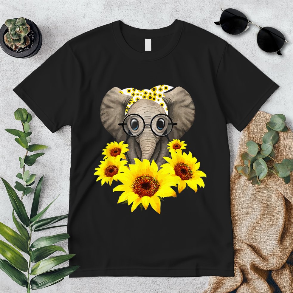 Elephant Sunflower Cute Elephant Love Sunflower Premium T-Shirt
