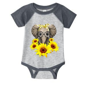 Elephant Sunflower Cute Elephant Love Sunflower Infant Baby Jersey Bodysuit