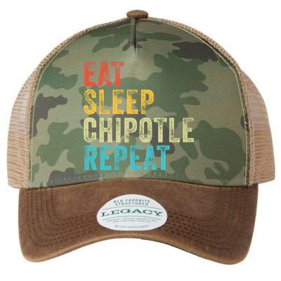 Eat Sleep Chipotle Repeat Funny Chipotle Vintage Distressed Legacy Tie Dye Trucker Hat