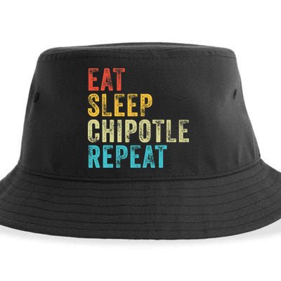 Eat Sleep Chipotle Repeat Funny Chipotle Vintage Distressed Sustainable Bucket Hat