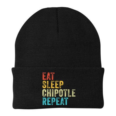 Eat Sleep Chipotle Repeat Funny Chipotle Vintage Distressed Beanie