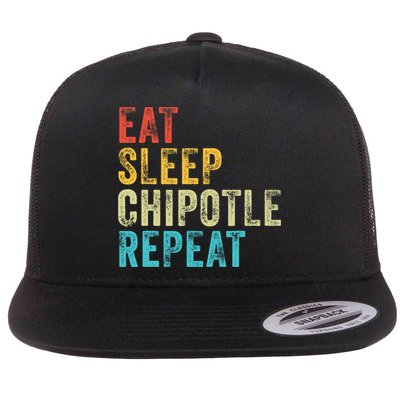 Eat Sleep Chipotle Repeat Funny Chipotle Vintage Distressed Flatbill Hat