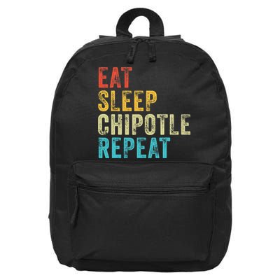 Eat Sleep Chipotle Repeat Funny Chipotle Vintage Distressed 16 in Basic Backpack
