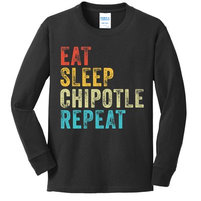 Eat Sleep Chipotle Repeat Funny Chipotle Vintage Distressed Kids Long Sleeve Shirt