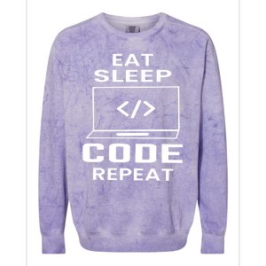 Eat Sleep Code Repeat Programmer Software Developer Coder Meaningful Gift Colorblast Crewneck Sweatshirt