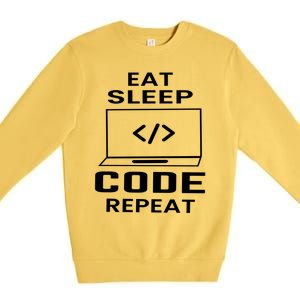 Eat Sleep Code Repeat Programmer Software Developer Coder Meaningful Gift Premium Crewneck Sweatshirt