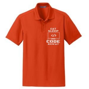 Eat Sleep Code Repeat Programmer Software Developer Coder Meaningful Gift Dry Zone Grid Polo