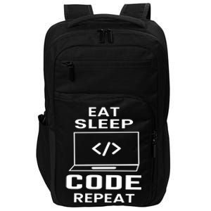 Eat Sleep Code Repeat Programmer Software Developer Coder Meaningful Gift Impact Tech Backpack