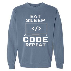 Eat Sleep Code Repeat Programmer Software Developer Coder Meaningful Gift Garment-Dyed Sweatshirt