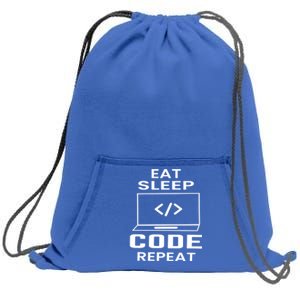 Eat Sleep Code Repeat Programmer Software Developer Coder Meaningful Gift Sweatshirt Cinch Pack Bag