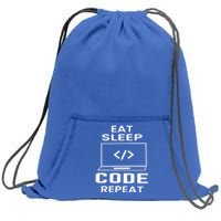 Eat Sleep Code Repeat Programmer Software Developer Coder Meaningful Gift Sweatshirt Cinch Pack Bag