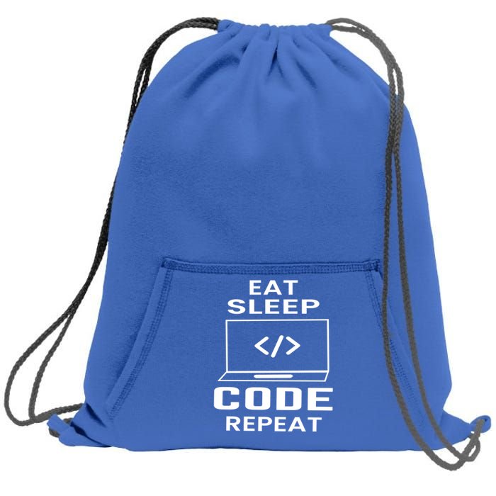 Eat Sleep Code Repeat Programmer Software Developer Coder Meaningful Gift Sweatshirt Cinch Pack Bag