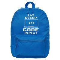 Eat Sleep Code Repeat Programmer Software Developer Coder Meaningful Gift 16 in Basic Backpack