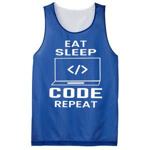 Eat Sleep Code Repeat Programmer Software Developer Coder Meaningful Gift Mesh Reversible Basketball Jersey Tank