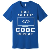 Eat Sleep Code Repeat Programmer Software Developer Coder Meaningful Gift Premium T-Shirt