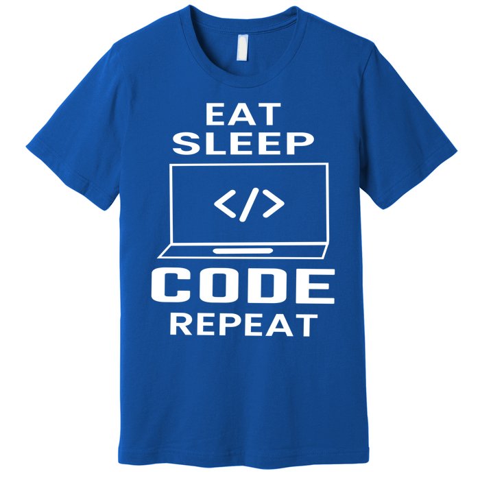 Eat Sleep Code Repeat Programmer Software Developer Coder Meaningful Gift Premium T-Shirt