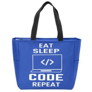 Eat Sleep Code Repeat Programmer Software Developer Coder Meaningful Gift Zip Tote Bag