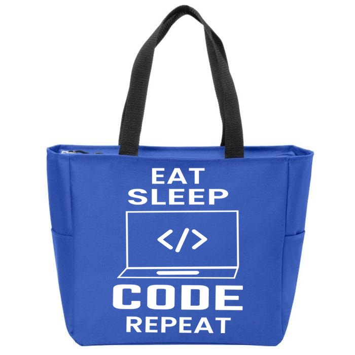 Eat Sleep Code Repeat Programmer Software Developer Coder Meaningful Gift Zip Tote Bag