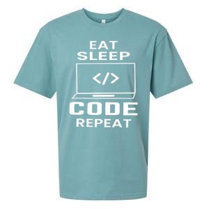 Eat Sleep Code Repeat Programmer Software Developer Coder Meaningful Gift Sueded Cloud Jersey T-Shirt