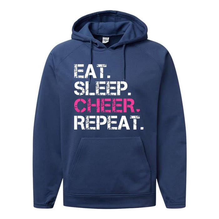 Eat Sleep Cheer Repeat Cheerleading Cheerleader Gifts Performance Fleece Hoodie