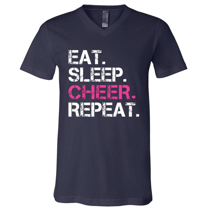 Eat Sleep Cheer Repeat Cheerleading Cheerleader Gifts V-Neck T-Shirt