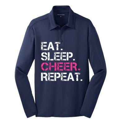 Eat Sleep Cheer Repeat Cheerleading Cheerleader Gifts Silk Touch Performance Long Sleeve Polo