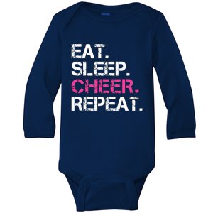 Eat Sleep Cheer Repeat Cheerleading Cheerleader Gifts Baby Long Sleeve Bodysuit