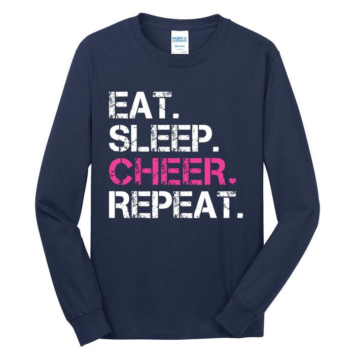 Eat Sleep Cheer Repeat Cheerleading Cheerleader Gifts Tall Long Sleeve T-Shirt