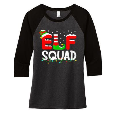 Elf Squad Christmas Matching Family Toddler Boy Girl Funny Women's Tri-Blend 3/4-Sleeve Raglan Shirt