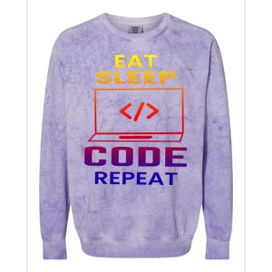 Eat Sleep Code Repeat Programmer Software Developer Coder Great Gift Colorblast Crewneck Sweatshirt