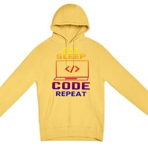 Eat Sleep Code Repeat Programmer Software Developer Coder Great Gift Premium Pullover Hoodie