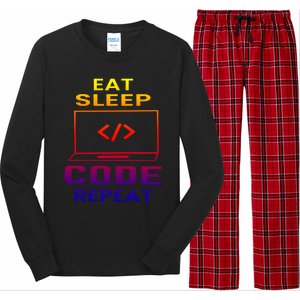 Eat Sleep Code Repeat Programmer Software Developer Coder Great Gift Long Sleeve Pajama Set