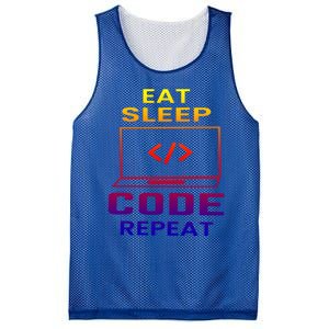 Eat Sleep Code Repeat Programmer Software Developer Coder Great Gift Mesh Reversible Basketball Jersey Tank