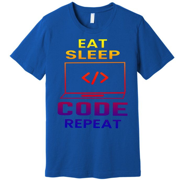 Eat Sleep Code Repeat Programmer Software Developer Coder Great Gift Premium T-Shirt